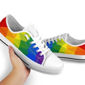Rainbow LGBT White Canvas Low Top for Men & Women Women's Shoes White US6