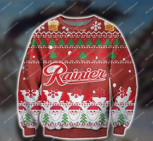 Rainier Beer and Santa Christmas Sweatshirt AOP Sweater Red S
