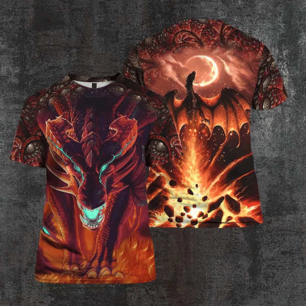Red Dragon Wild And Powerful Dragon 3D All Over Print T-Shirt 3D T-Shirt Red S