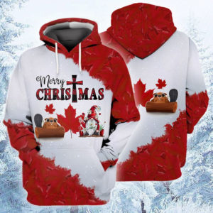 Red Maple Merry Christmas Gnome And Beaver All Over Print 3D Shirt 3D Hoodie Red S