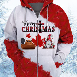Red Maple Merry Christmas Gnome And Beaver All Over Print 3D Shirt 3D Zip Hoodie Red S
