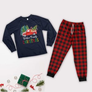 Red Truck Christmas Tree Pajamas Personalized Names Family Christmas Pajamas Set Pajamas Shirt Navy XS
