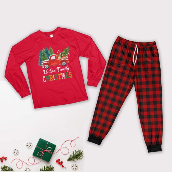 Red Truck Christmas Tree Pajamas Personalized Names Family Christmas Pajamas Set Pajamas Shirt Red XS