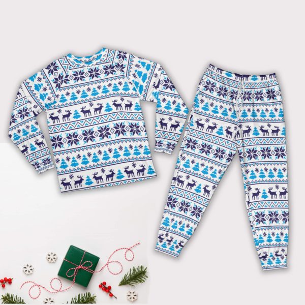 Reindeer Christmas Pajamas, Deer Sets Family Matching Raglan Pajamas Pajamas Set White XS