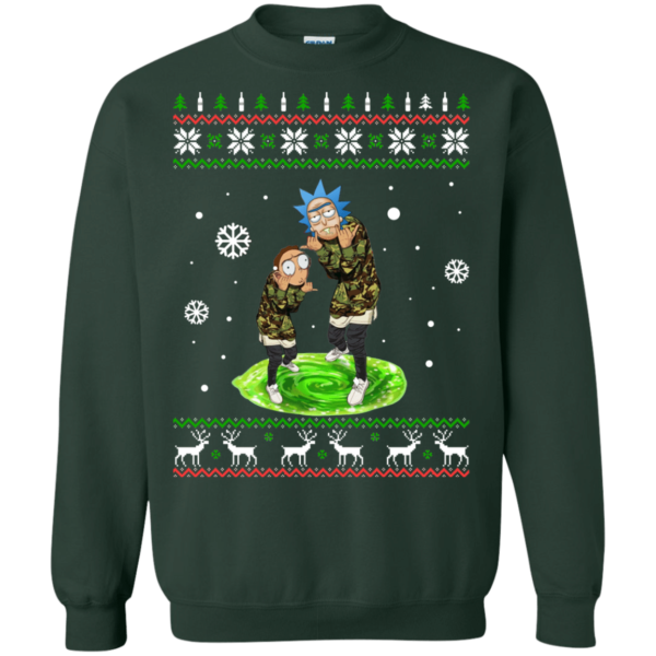 Rick And Morty Christmas Sweatshirt Sweatshirt Forest Green S