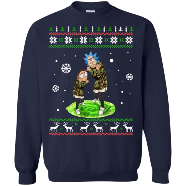 Rick And Morty Christmas Sweatshirt Sweatshirt Navy S