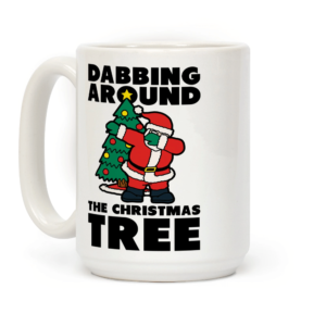 Santa Claus Dabbing Around the Christmas Tree Coffee Mug Mug 15oz White One Size