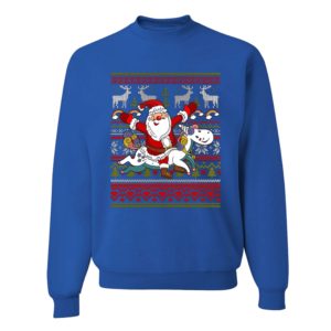 Santa Claus Riding a Unicorn Christmas Sweatshirt Sweatshirt Royal S
