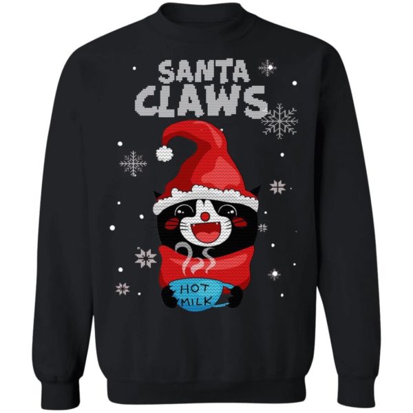 Santa Claws Black Cat Ugly Hot Milk Christmas Sweatshirt Sweatshirt Black S