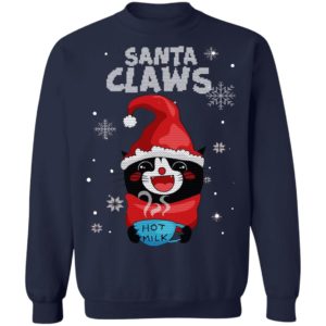 Santa Claws Black Cat Ugly Hot Milk Christmas Sweatshirt Sweatshirt Navy S