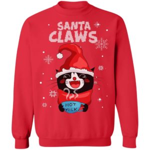 Santa Claws Black Cat Ugly Hot Milk Christmas Sweatshirt Sweatshirt Red S