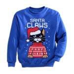 Santa Claws Cat Christmas Sweatshirt Sweatshirt Blue S