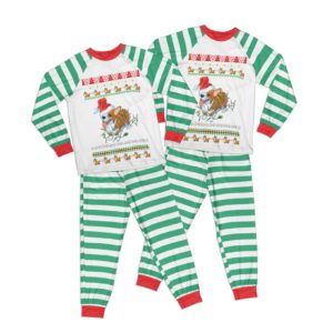 Santa Corgi Christmas Pajamas Set for Family Kid Pajamas Set Green 2Y