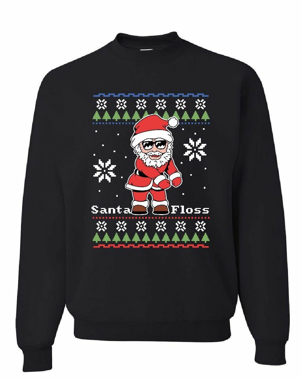 Santa Floss Merry Christmas Snowflakes Style: Sweatshirt, Color: Black