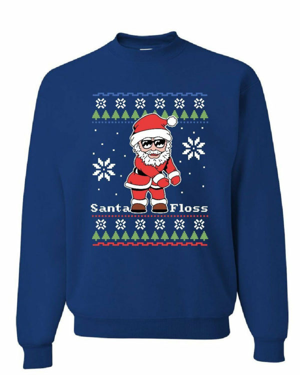 Santa Floss Merry Christmas Snowflakes Sweatshirt Blue S