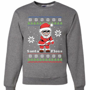 Santa Floss Merry Christmas Snowflakes Sweatshirt Gray S