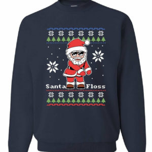 Santa Floss Merry Christmas Snowflakes Sweatshirt Navy S