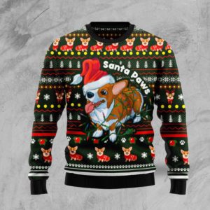 Santa Paws Corgi Dog Christmas Sweater AOP Sweater Red S