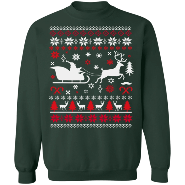 Santa Reindeer Christmas Sweatshirt Sweatshirt Forest Green S