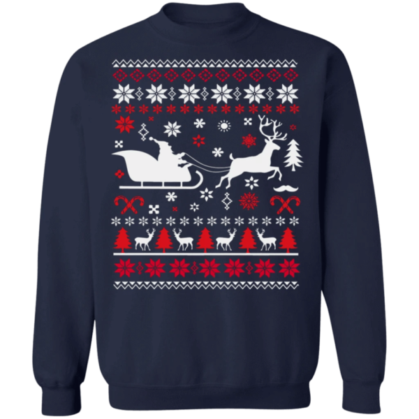 Santa Reindeer Christmas Sweatshirt Sweatshirt Navy S