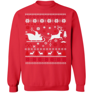 Santa Reindeer Christmas Sweatshirt Sweatshirt Red S