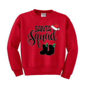 Santa Squad Christmas Sweater Hat Boots Cute Sweatshirt Red S