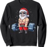 Santa Weightlifting Christmas Fitness Gym Sweatshirt Sweatshirt Black S