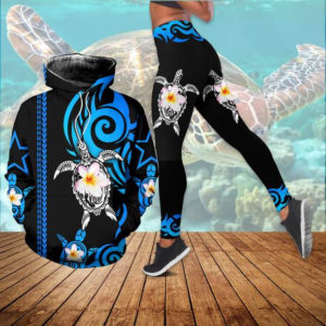 Sea Turtle Flower All Over Print 3D Leggings product photo 2