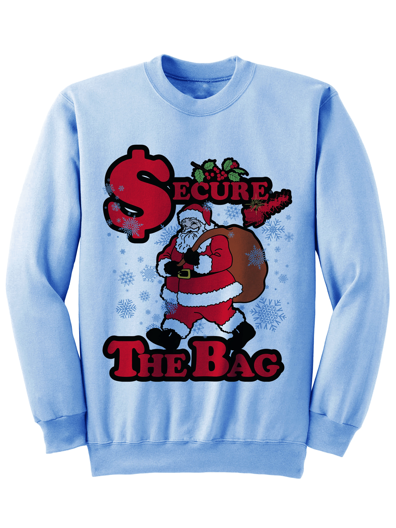 Secure The Bag Santa Claus Christmas Sweatshirt Style: Sweatshirt, Color: Blue