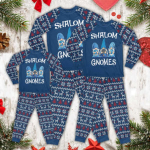 Shalom Gnomes Funny Ugly Christmas Gnomes Family Pajamas Set Kid Pajamas Shirt Blue 2Y