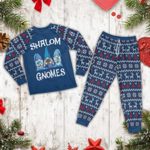 Shalom Gnomes Funny Ugly Christmas Gnomes Family Pajamas Set Pajamas Shirt Blue XS