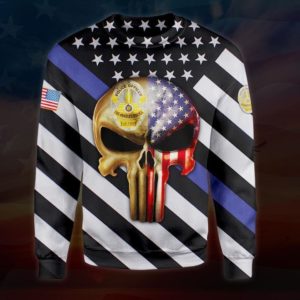 Skull Us Flag Police Officer Los Angeles All 3D Over Printed Shirt 3D Sweatshirt Black S