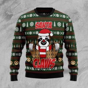 Sloth Santa Claws Warm Christmas Sweater AOP Sweater Forest Green S