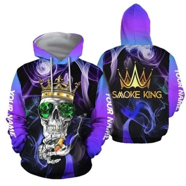 Smoke King Skull Smoking Personalized 3D Shirt 3D Hoodie Black S