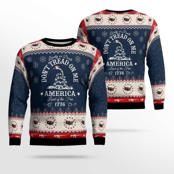 Snake Don't Tread On Me America 1776 Christmas Sweater AOP Sweater Navy S