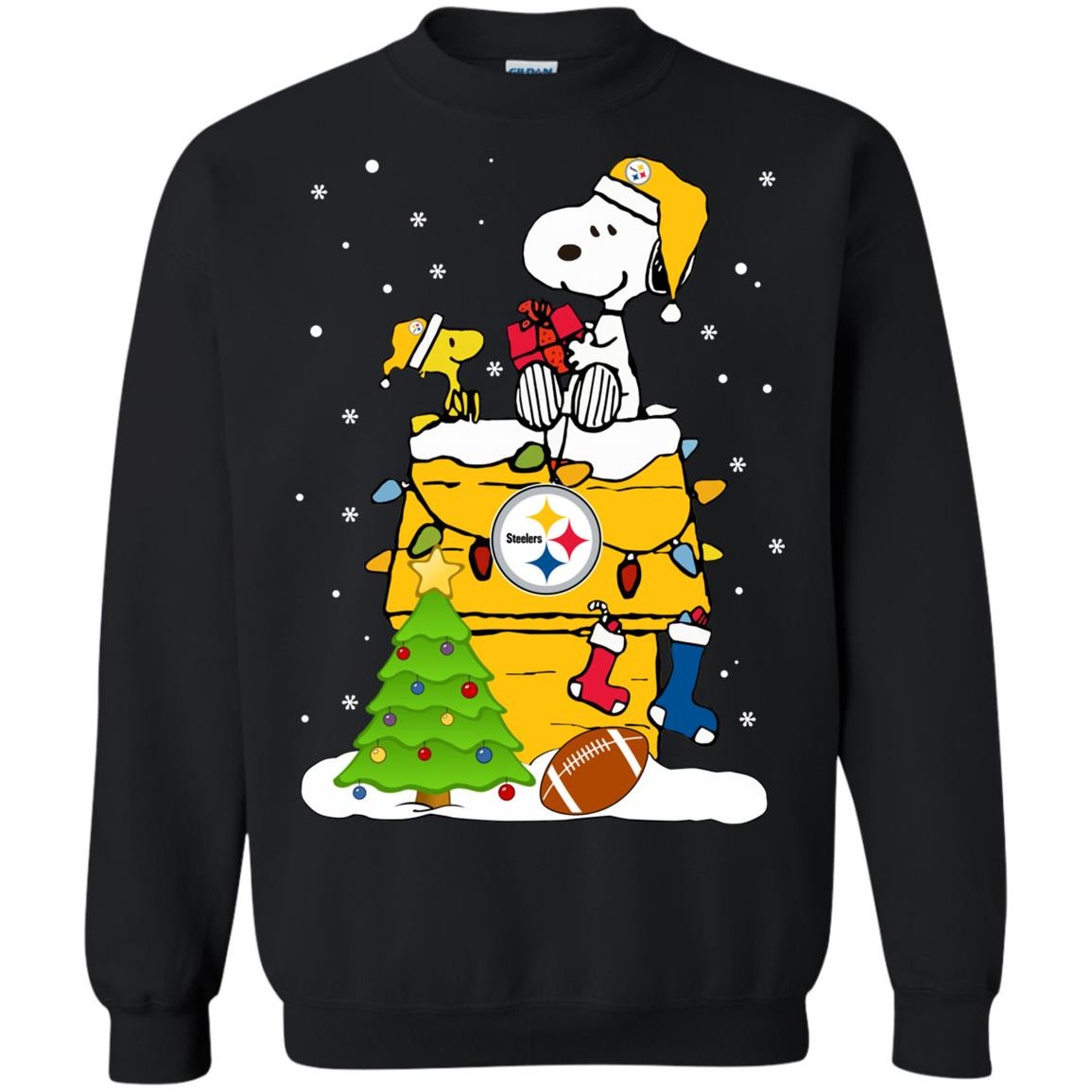 Snoopy Merry Christmas Merry Christmas tree Style: Sweatshirt, Color: Black