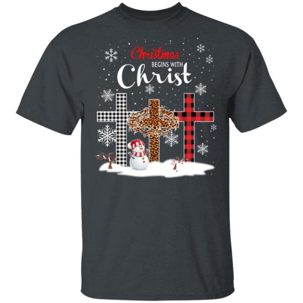 Snowman Christmas Begins With Christ Christmas Shirt product photo 1