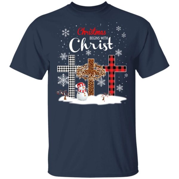 Snowman Christmas Begins With Christ Christmas Shirt product photo 2