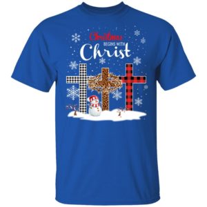 Snowman Christmas Begins With Christ Christmas Shirt product photo 3