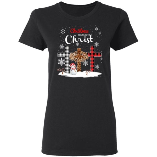 Snowman Christmas Begins With Christ Christmas Shirt product photo 4