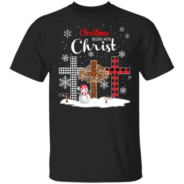 Snowman Christmas Begins With Christ Christmas Shirt product photo 0