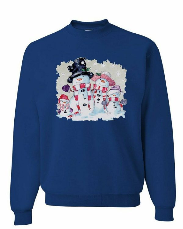 Snowman Family Ugly Christmas Sweatshirt Sweatshirt Blue S