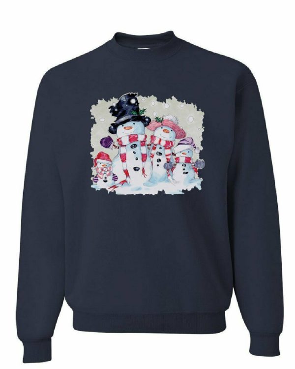 Snowman Family Ugly Christmas Sweatshirt Sweatshirt Navy S