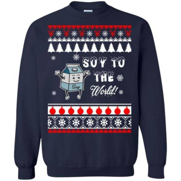 Soy To The World Soy Lover Christmas Shirt Sweatshirt Navy S
