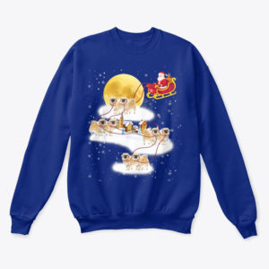 Spaniel Reindeer Santa Christmas Sweatshirt Sweatshirt Blue S