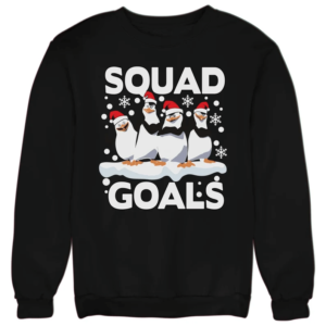 Squad Goals Ugly Penguin Santa Christmas Sweatshirt Sweatshirt Black S
