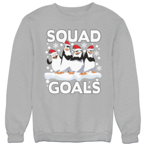 Squad Goals Ugly Penguin Santa Christmas Sweatshirt Sweatshirt Gray S