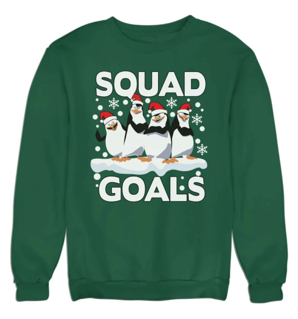 Squad Goals Ugly Penguin Santa Christmas Sweatshirt Sweatshirt Green S