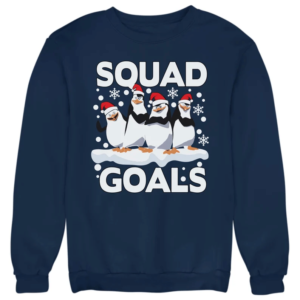 Squad Goals Ugly Penguin Santa Christmas Sweatshirt Sweatshirt Navy Blue S
