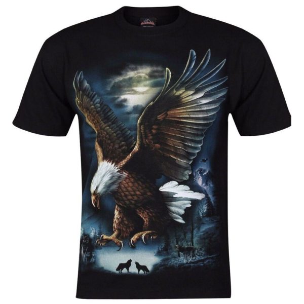 Strong Eagle Wild Wolf Native American All Over Print 3D T-Shirt 3D T-Shirt Black S
